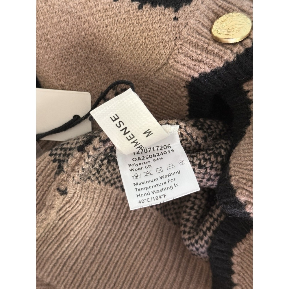 Commense NWT Leopard Print Knit Cardigan Vest Size Medium Brown Black Scalloped - Picture 7 of 7